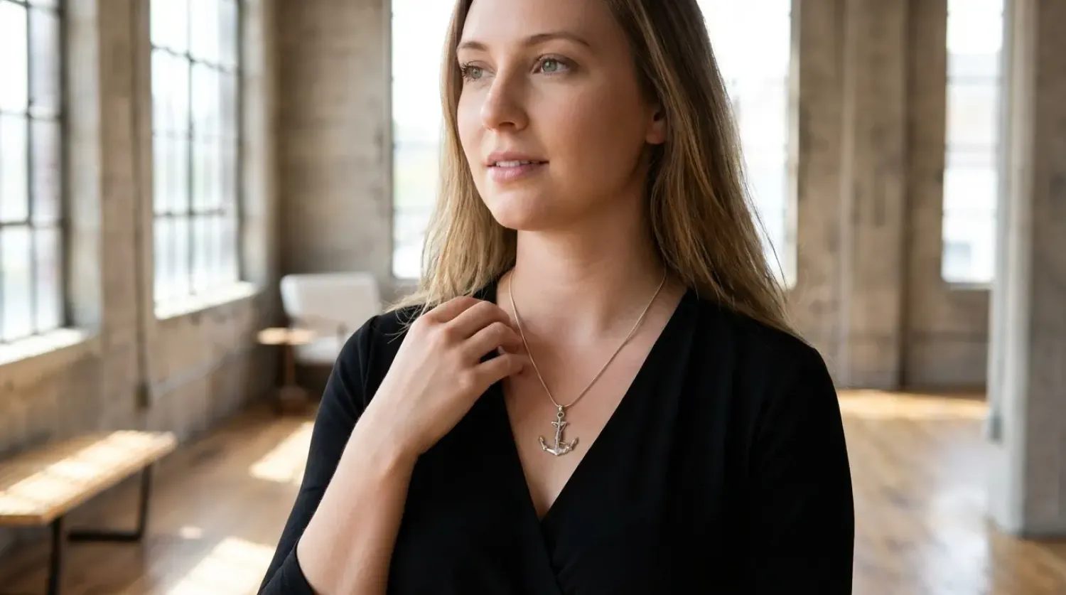 Halskette Calypso 925 Sterling Silber mit Anker Anhänger